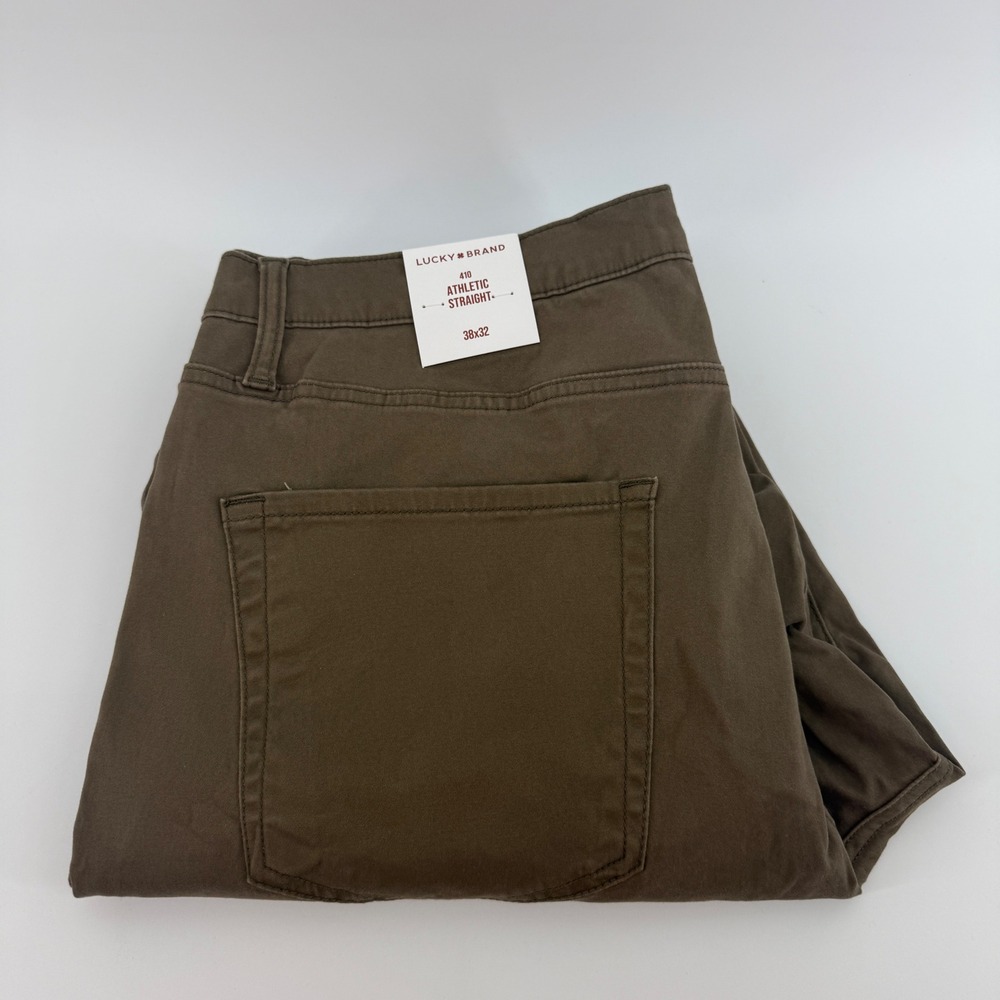 Lucky Brand 410 Athletic Straight Pants Mens 38x32 Brown Advanced Stretch NEW